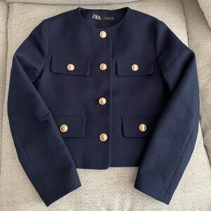 Zara Navy Cropped Jacket S